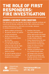 The Role Of First Responders - Fire Investigation card